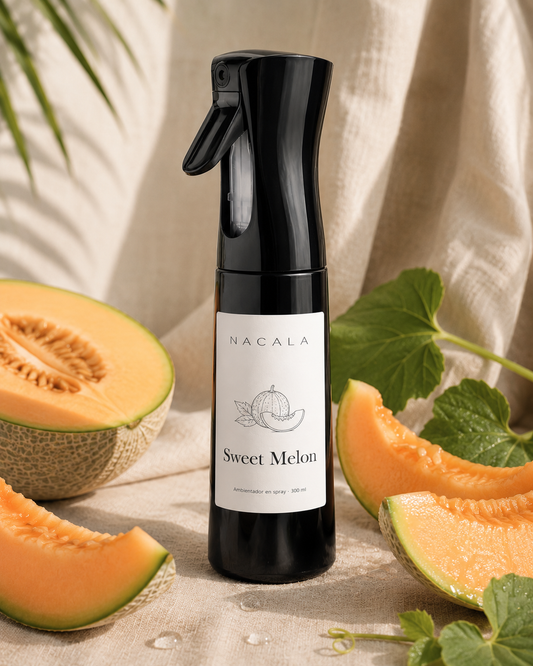 Ambientador NACALA - Sweet Melon (Spray, Coche o Mikado) - Olor Dulce a Chucherías de Melón - Fragancia Fresca y Golosa para Hogar y Habitaciones