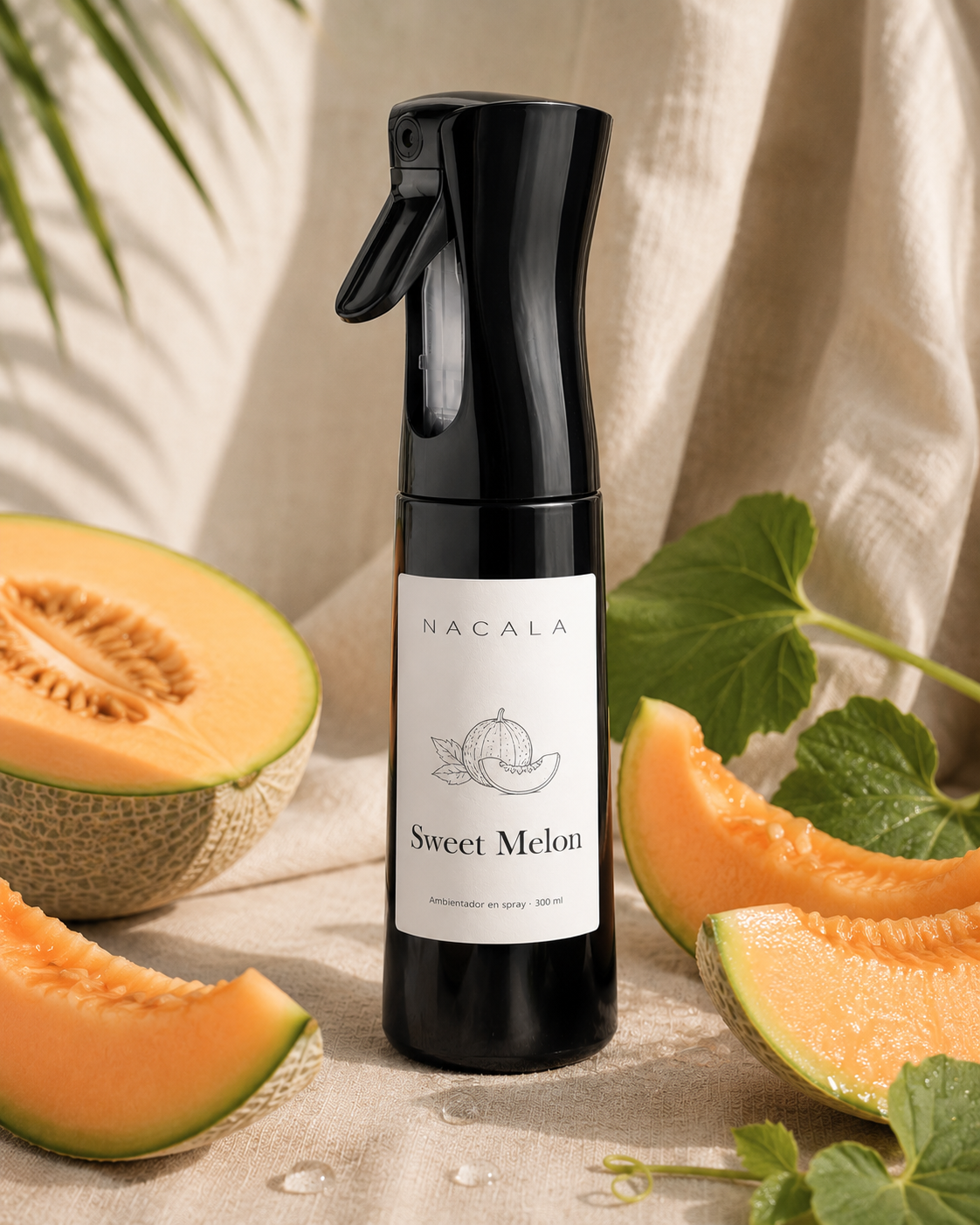 Ambientador NACALA - Sweet Melon (Spray, Coche o Mikado) - Olor Dulce a Chucherías de Melón - Fragancia Fresca y Golosa para Hogar y Habitaciones